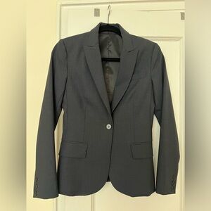 Theory Wool Suit Blazer One Button Dark Charcoal Size 4